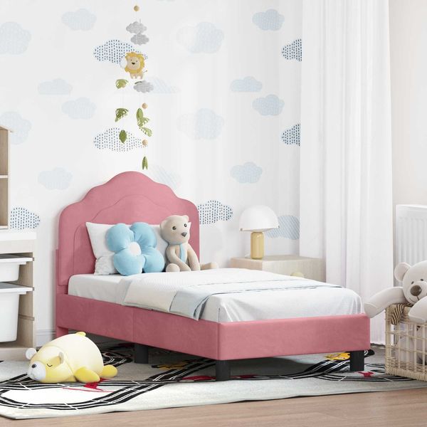 vidaXL Kinderbettgestell mit Kopfteil Rosa 70 x 140 cm Samt 42010932