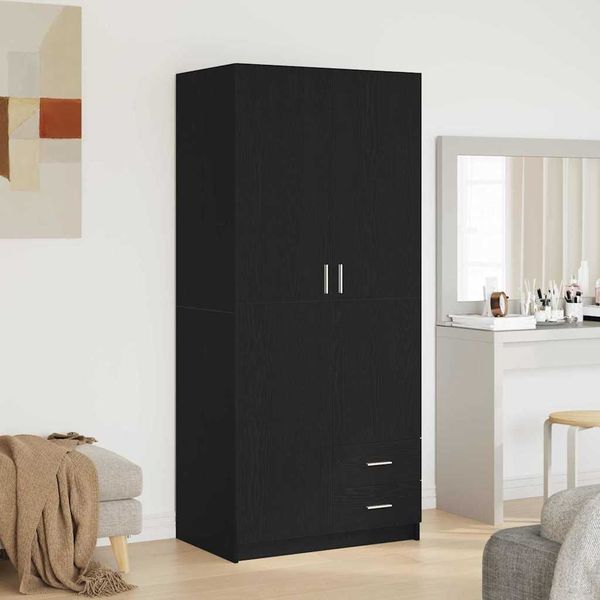 vidaXL Kleiderschrank mit Tür Schwarz Eichen-Optik 80 x 52 x 180 cm 862437