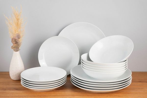 my home Tafelservice Angi (18-tlg), 6 Personen, Porzellan, Geschirr-Set, harmonische, trendige Coupeform