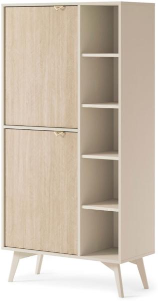 Regalschrank Stauraumschrank Forest 80x38x160cm beige Herringbone Skandi