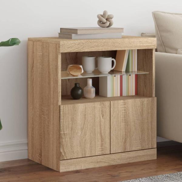 vidaXL Sideboard mit LED-Leuchten Sonoma-Eiche 60 x 37 x 67 cm 836653