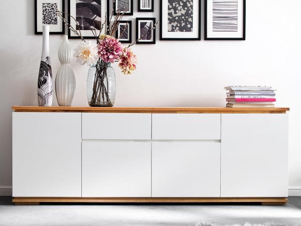 Chiaro Sideboard II - Weiß matt Asteiche massiv