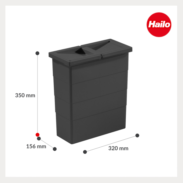 Hailo Inneneimer 1129929 mit Deckel dunkelgrau 14 Liter 2 Henkel Bild 3