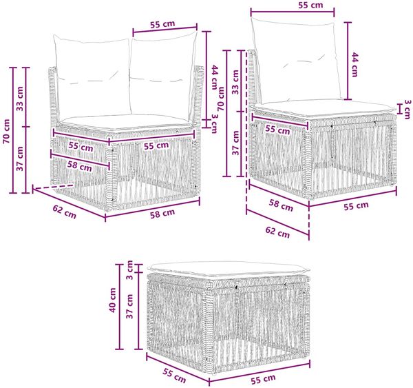 vidaXL Gartensofa-set 11 pcs Beige Poly-Rattan 3434454 Bild 7