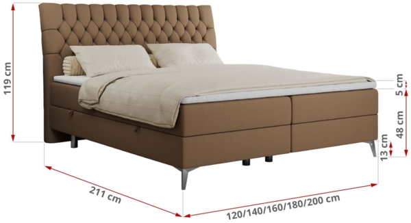 Boxspringbett mit 2 Bettkästen Matratze und Topper - MILEN - 180x200cm - Braun Kunstleder - H4 Bild 5