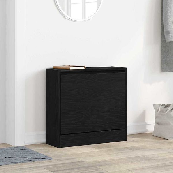 vidaXL Schuhschrank Schwarz Eichen-Optik 60 x 21 x 57 cm Holzwerkstoff 869101