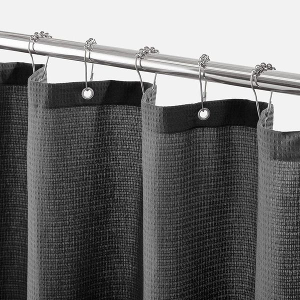 mDesign Luxus Duschvorhang Badewannenvorhang Waffelmuster wasserdicht Schwarz