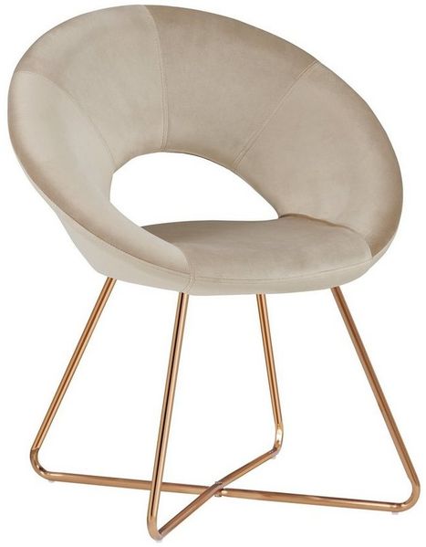 Duhome Esszimmerstuhl Samt Schminktisch Stuhl Modern Konferenzstuhl Besucherstuhl Küchenstuhl Sessel mit Goldenen Beinen für Wohnzimmer Schlafzimmer Küche, Beige