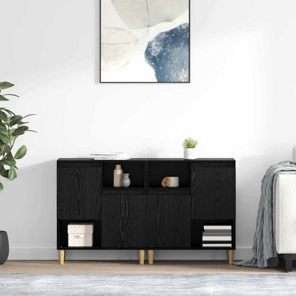 vidaXL Sideboards 2 pcs Schwarz Eichen-Optik 60 x 35 x 70 cm 3415589