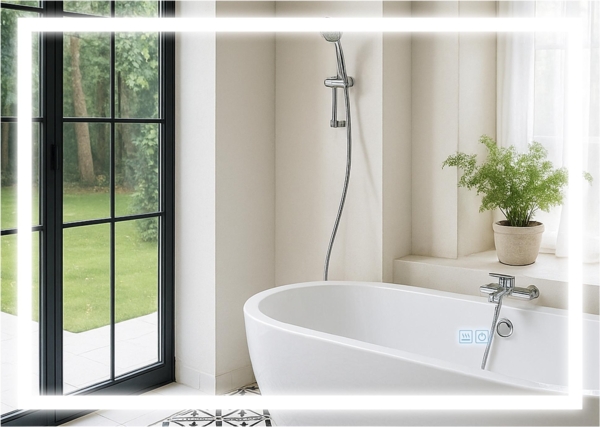 CLP Badspiegel Jaffrey Anti-Beschlag Quer- und Hochformat LED dimmbar 3 Licht-Modi,50x70 cm Bild 5