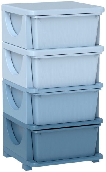 HOMCOM Spielzeugtruhe vier Ebene (Spielzeugkiste, 1 St, Spielzeug-Organizer), für Kinderzimmer 3-6 Jahre Kindermöbel Blau 37 x 37 x 76 cm