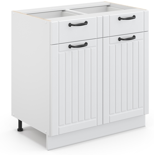 Küchenunterschrank Fame-Line Weiß Landhaus 80 cm ohne Arbeitsplatte Vicco