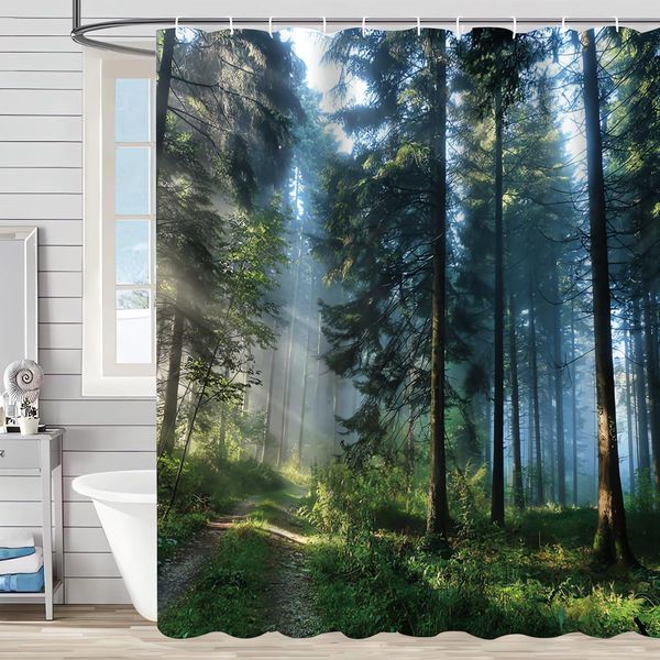 Duschvorhang 240x180cm Sunshine Forest Wasserabweisend Polyester Badezimmer
