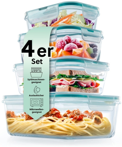 GOURMETmaxx Frischhaltedose Klick-it - 8-tlg, Glas/Kunststoff/Silikon, Gemüse Obst auslaufsicher augfbewahren transportieren