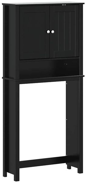 Waschmaschinenschrank, Waschküchenschrank BERG Schwarz 76x27x164,5 cm Massivholz de7935