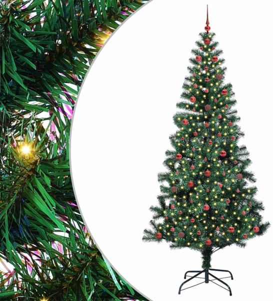 vidaXL Künstlicher vorbeleuchteter Weihnachtsbaum Grün 240 cm 3396788