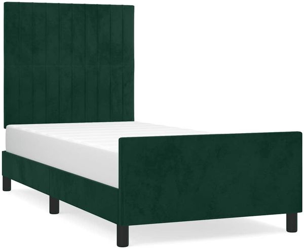 Einzelbettgestell Design für Erwachsene ohne Matratze Dunkelgrün 90x190 cm Samt d4805e