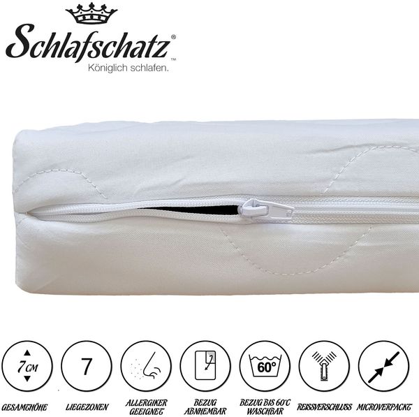 Schlafschatz Topper 7cm XXL 180x200cm fest , 7-Zonen, Bezug abnehmbar und waschbar bis 60 °C