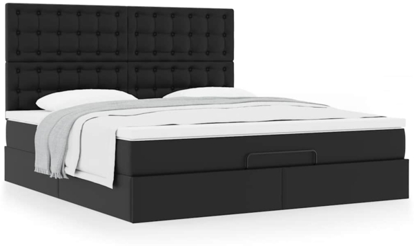 vidaXL Ottoman-Bett mit Matratze Schwarz 180x200 cm Kunstleder 3313016 Bild 3