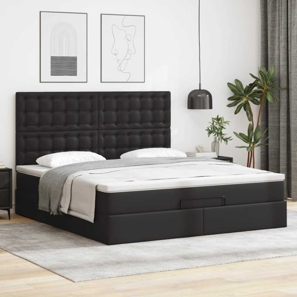 vidaXL Ottoman-Bett mit Matratze Schwarz 180x200 cm Kunstleder 3313016 Bild 2