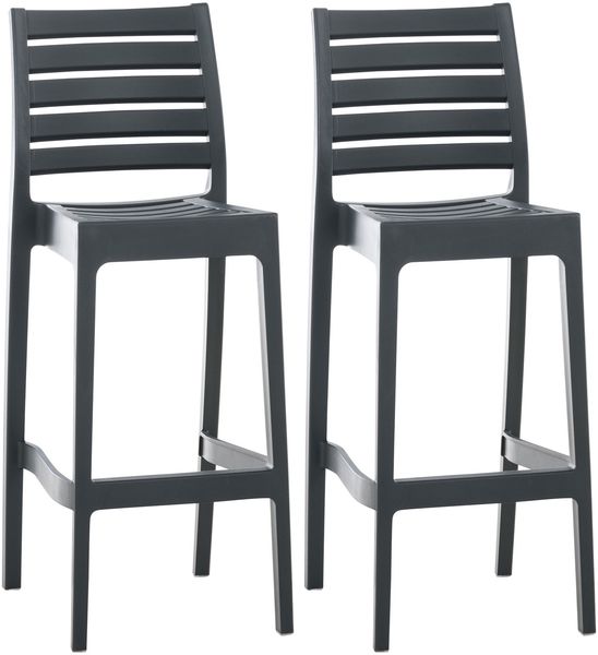 CLP 2er Set Barhocker Ares mit Fußstütze,dunkelgrau