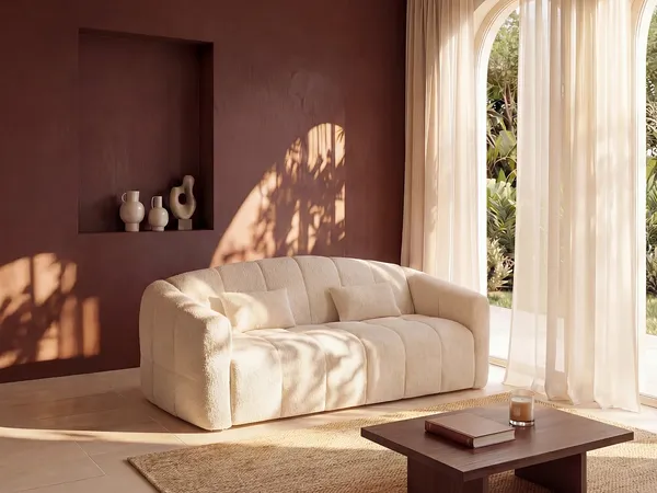 Vente-unique - RETUNA Sofa Stoff Beige - B 208 cm105 cm x H 90 cm x L 220 cm
