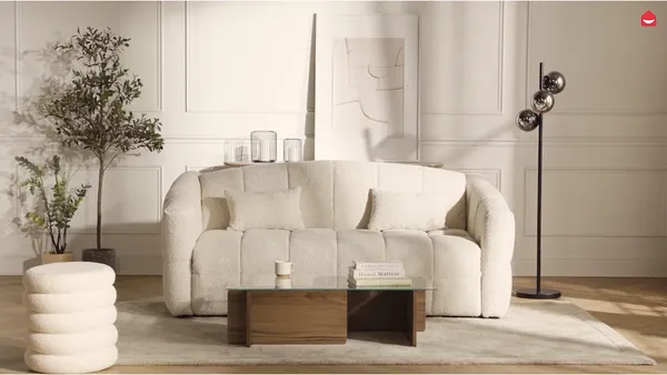 Vente-unique - RETUNA Sofa Stoff Beige - B 208 cm105 cm x H 90 cm x L 220 cm