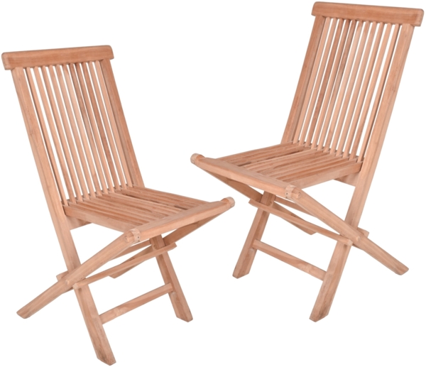 2x Garden Pleasure Teak Garten Klappstuhl Holz Balkon Stuhl Stühle klappbar