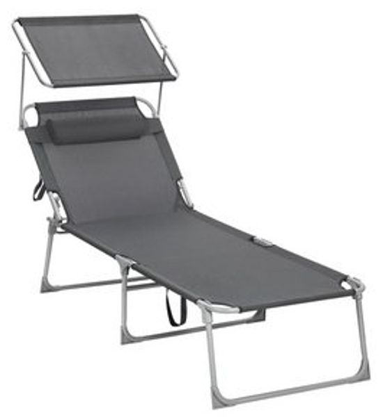 Songmics Gartenliege klappbar, mit Kopfstütze und verstellbarer Rückenlehne, 1x Sonnenliege, ohne Seitentasche, Grau, 71 x 200 x 38 cm Bild 6