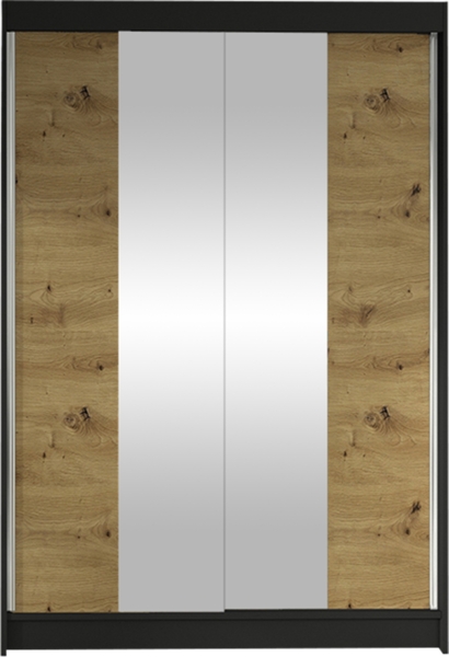 Kleiderschrank Lino II, ohne Beleuchtung, Farbe: Schwarz / Artisan Eiche