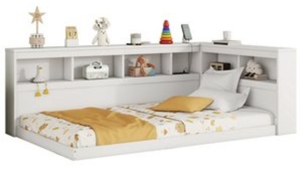 Flieks Kinderbett, Kinderbett Einzelbett 90x200cm mit Ablagefächer und Ladefunktion Bild 6