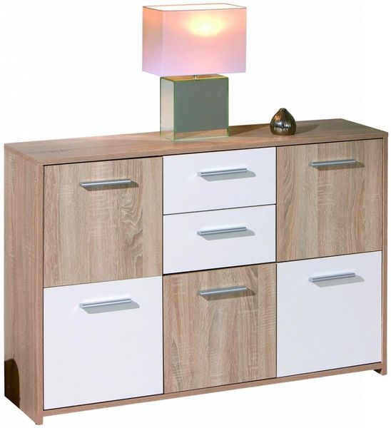 'Elsra' Sideboard Weiß/ Eiche Dekor