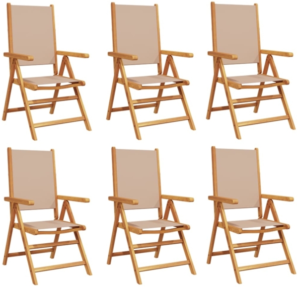 vidaXL Gartenstühle Verstellbar 6 Stk. Taupe Stoff und Massivholz 3214545