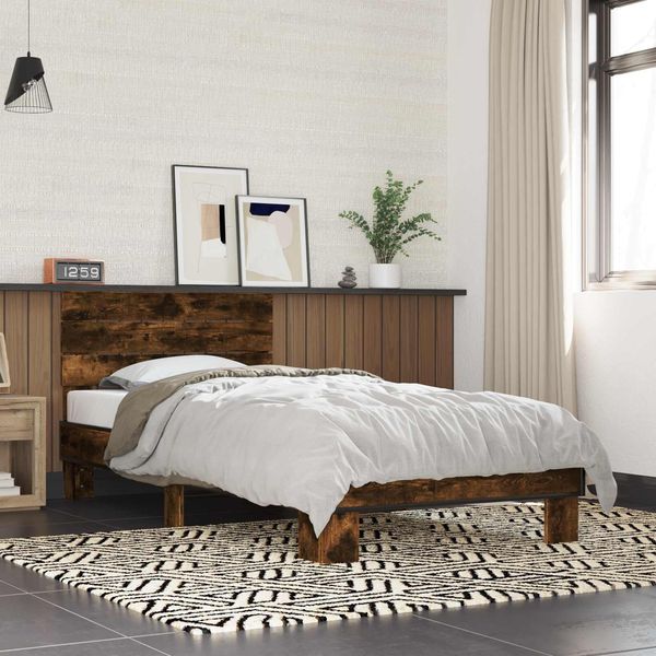 vidaXL Bettgestell mit Kopfteil Geräucherte Eiche 80 x 200 cm 8009090