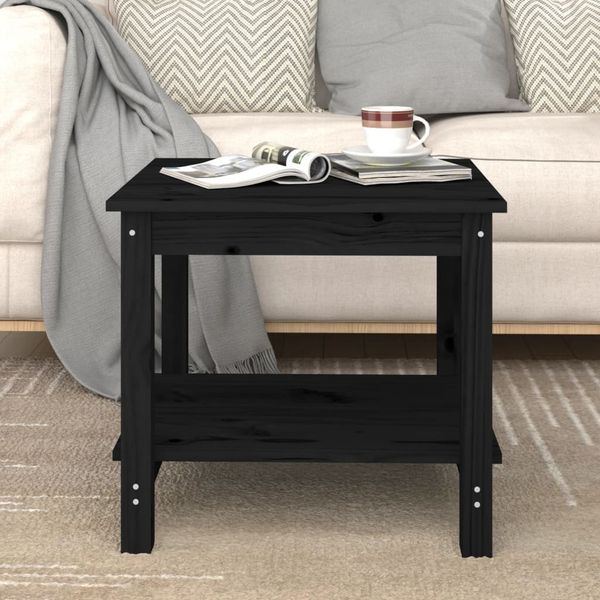 Couchtisch Schwarz 50 x 50 x 45 cm Massivholz Kiefer [822281]