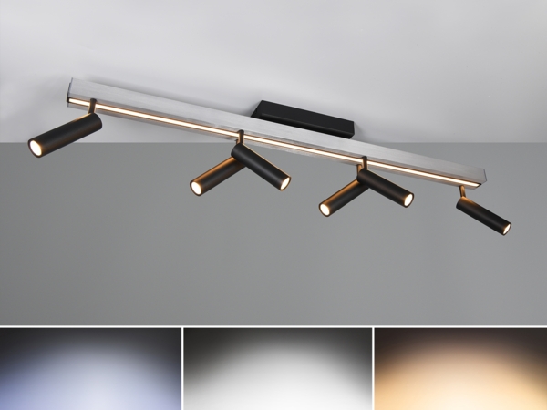 ZENO Deckenleuchte 6-flg, Aluminium gebürstet, 6xSMD, 42W, 4800lm, 2700-6500K, ausziehbar Bild 3