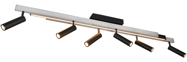 ZENO Deckenleuchte 6-flg, Aluminium gebürstet, 6xSMD, 42W, 4800lm, 2700-6500K, ausziehbar Bild 2