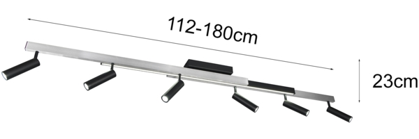 ZENO Deckenleuchte 6-flg, Aluminium gebürstet, 6xSMD, 42W, 4800lm, 2700-6500K, ausziehbar Bild 4