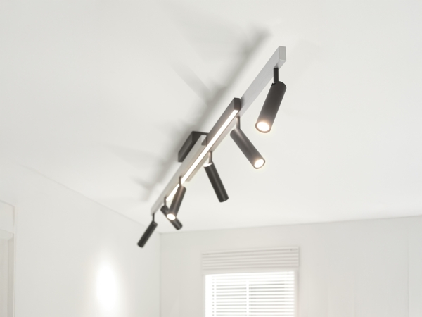 ZENO Deckenleuchte 6-flg, Aluminium gebürstet, 6xSMD, 42W, 4800lm, 2700-6500K, ausziehbar Bild 6