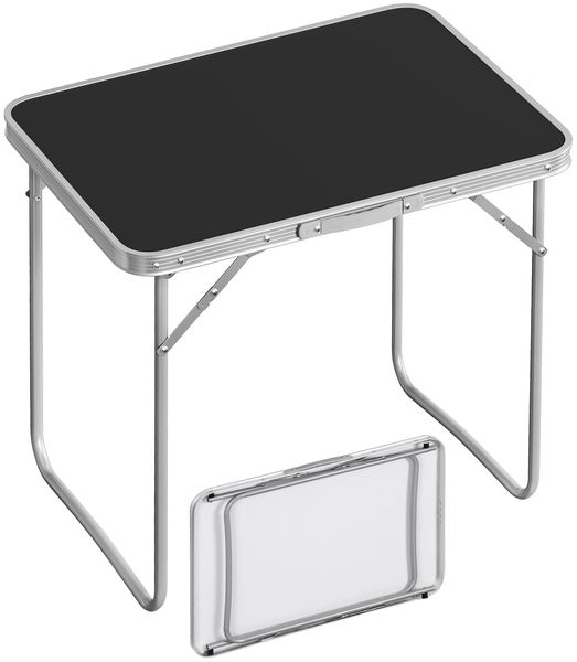 WOLTU Campingtisch mit Aluminiumrahmen Griff, Gartentisch aus MDF, Reisetisch klappbar, für Picknick Strand im Freien, 70 x 60 x 50 cm (B x H x T), Schwarz