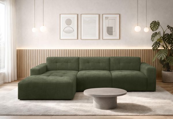 AX LIVING Couch in L Form Corlu Eckcouch Grün für Wohnzimmer 310 cm L
