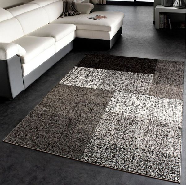 Paco Home Teppich Mondial 105, rechteckig, Höhe: 13 mm, Kurzflor, modernes Karo Muster, ideal im Wohnzimmer & Schlafzimmer