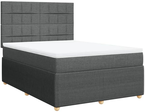 vidaXL Boxspringbett mit Matratze Dunkelgrau 140x200 cm Stoff 3294380 Bild 3