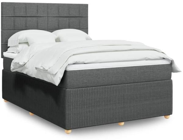 vidaXL Boxspringbett mit Matratze Dunkelgrau 140x200 cm Stoff 3294380