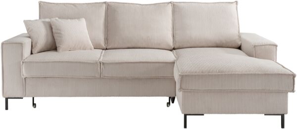 Polsterecke >Rube< Schlaffunktion, Stauraum, Cord beige - 240x92x150cm (BxHxT)