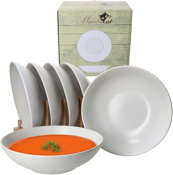 White Biata 6er Set Suppenteller tief 550ml Weiß matt 6 Personen Soup Bowl Schale