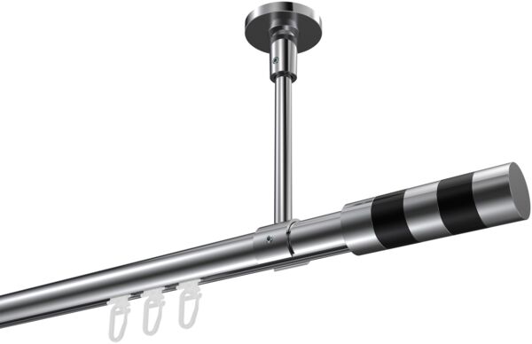 Innenlauf-Gardinenstangen-Set Sonette Mavell 100 cm, 1-läufig, 20 mm Ø Chrom
