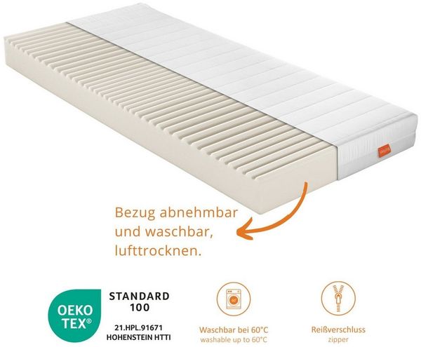 Kaltschaummatratze mit 7-Zonen und zwei unterschiedlich festen Liegeseiten, sleepling, beidseitig nutzbar (H2/H3), orthopädisch optimiert & atmungsaktiv Bild 3
