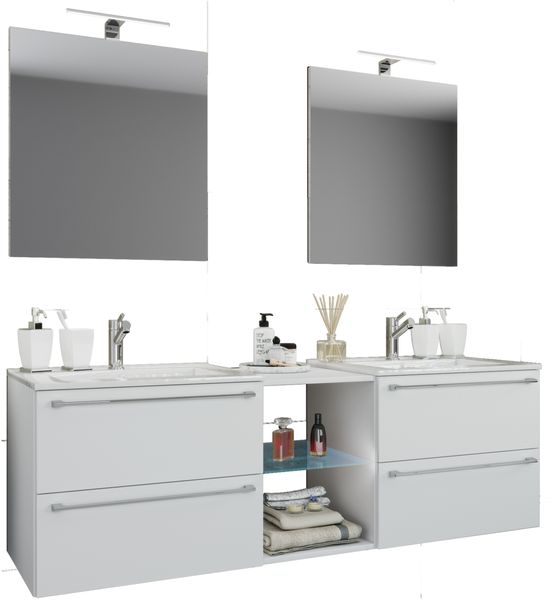 VCM Badmöbel Waschtisch Badinos 913818 Weiß H. 91 x B. 157 x T. 46 cm