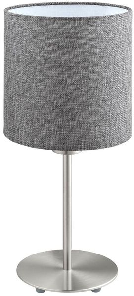 Eglo 96376 Tischleuchte Stofflampe PASTERI Ø 18cm in grau mit Kabelschalter